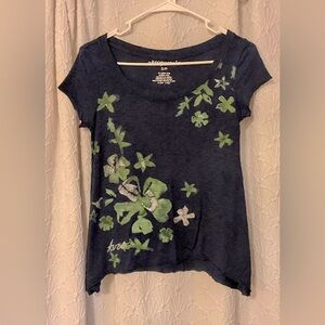 Aeropostale Blue and Green Floral Women's Top